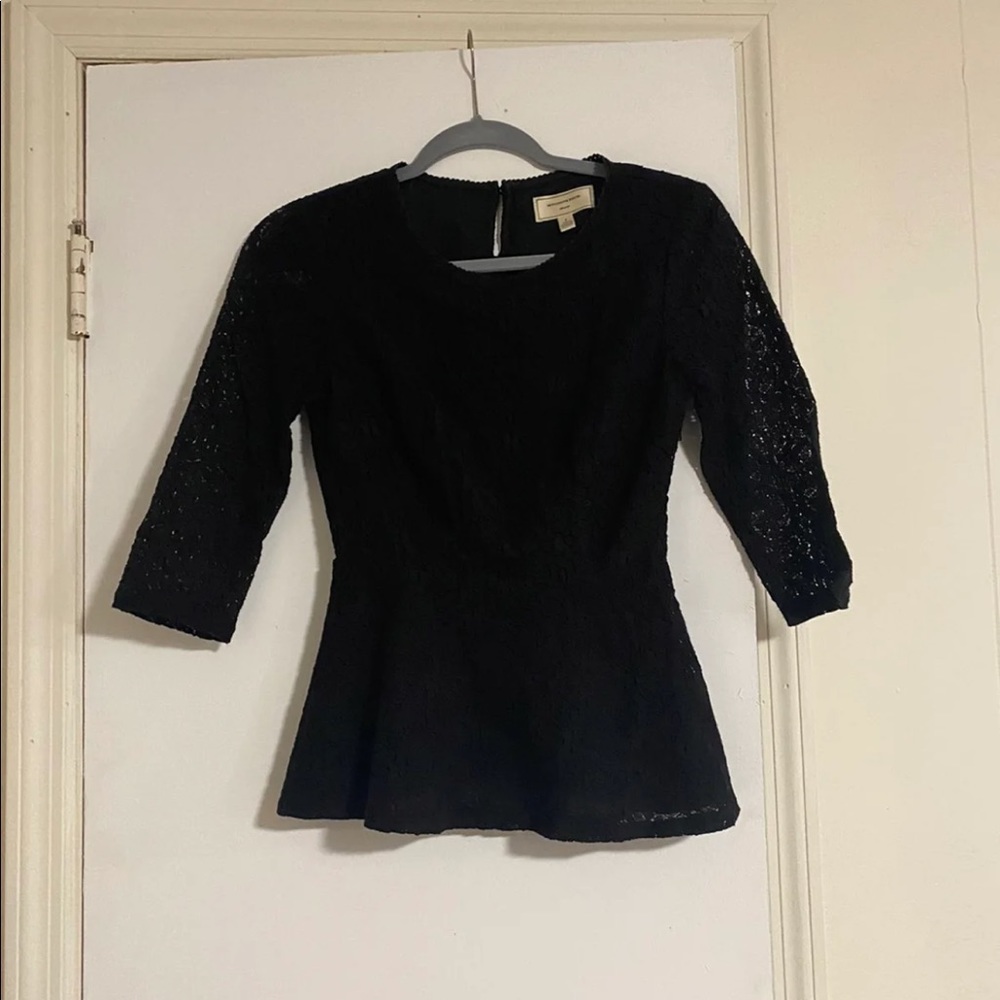 Moulinette Soeurs Anthropologie Peplum Black Lace